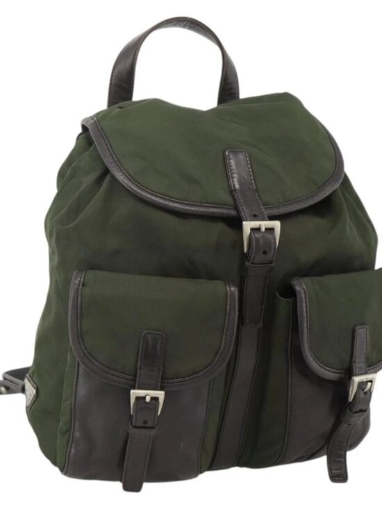PRADA Backpack Nylon Green Silver Auth bs34256 main image 13